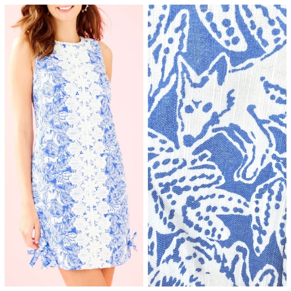 Lilly Pulitzer Melani Shift Fancy Feet Coastal Blue Dress